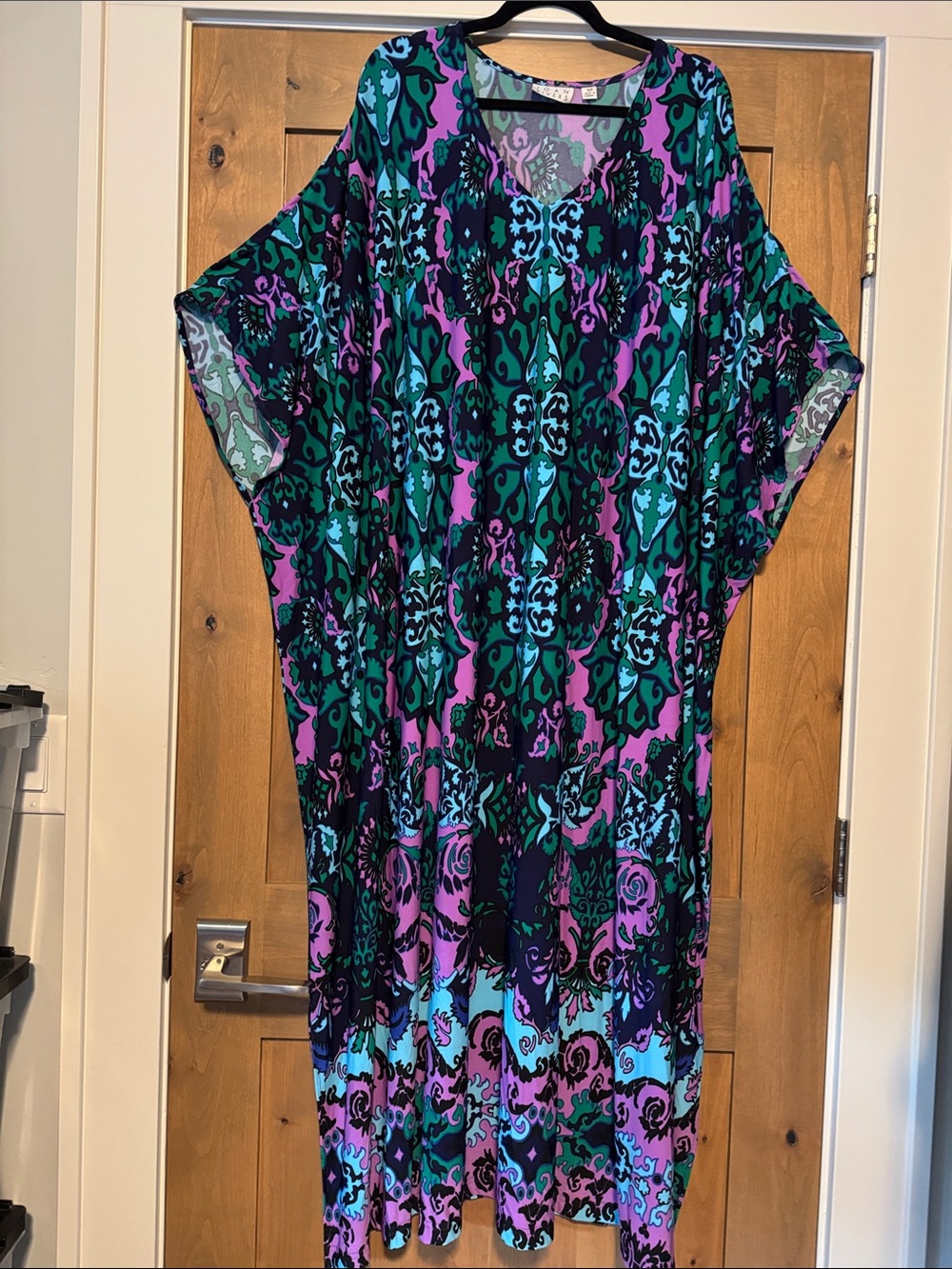 Joan Rivers kaftan Maxi dress cover up Purple Womens 3X Avanteguard resort Beach